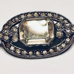 Beautiful Art Deco .925 Silver Rock Crystal Brooch - 1”